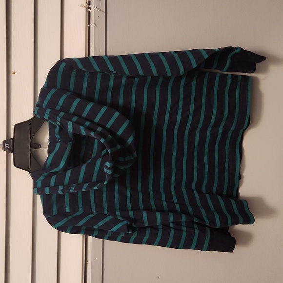 Crewcuts Striped Long Sleeve Hoodie T-shirt in Navy and Green Size 2-3 - Picture 7 of 8